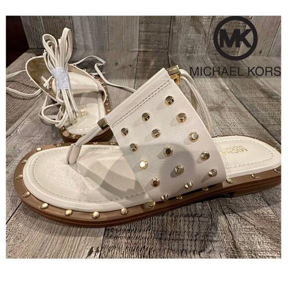 MICHAEL Michael Kors | Biege Jagger Ankle-Tie Studded Leather Sandal | S… - Picture 9 of 16